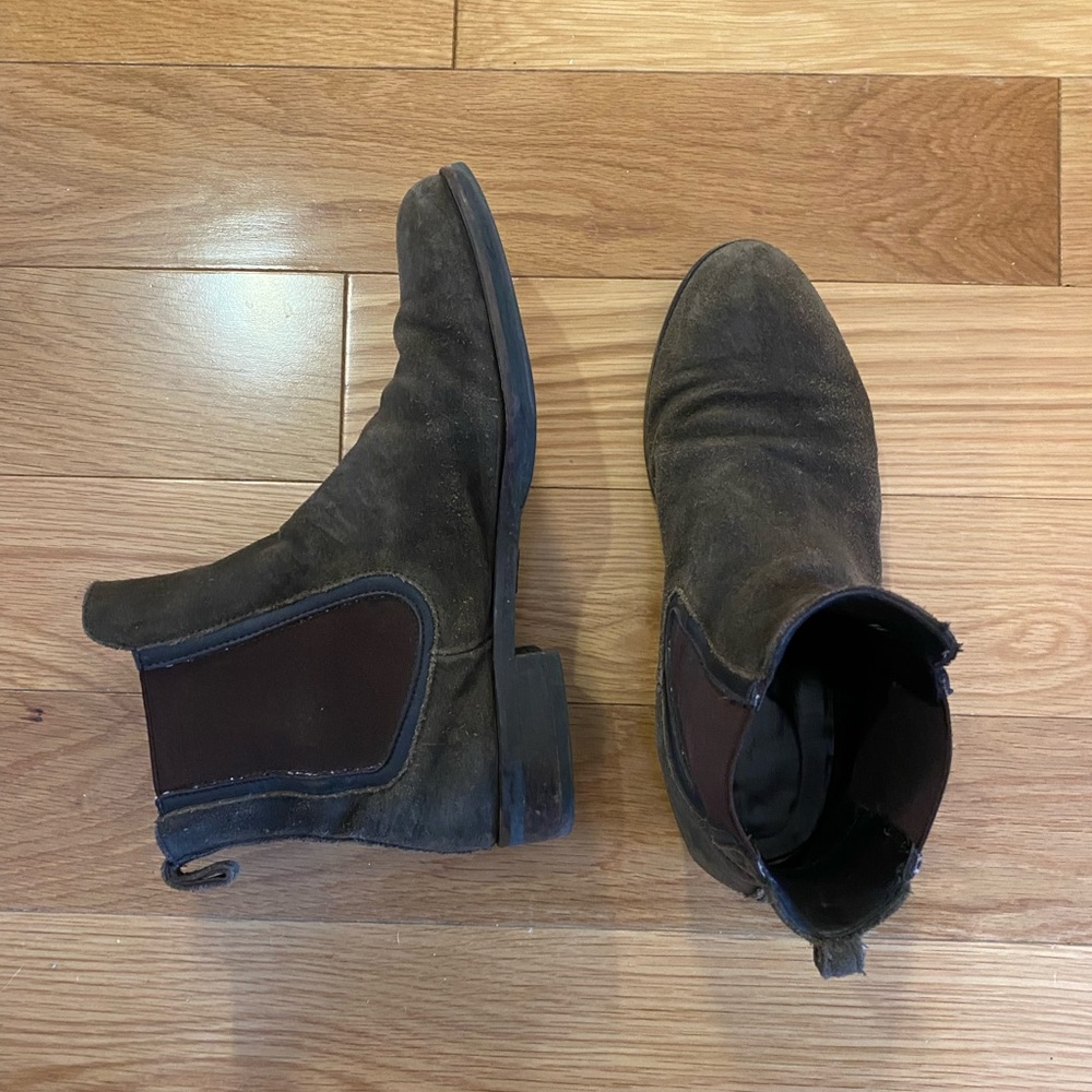 The Duchess Thursday Boots in Dark Olive Suede